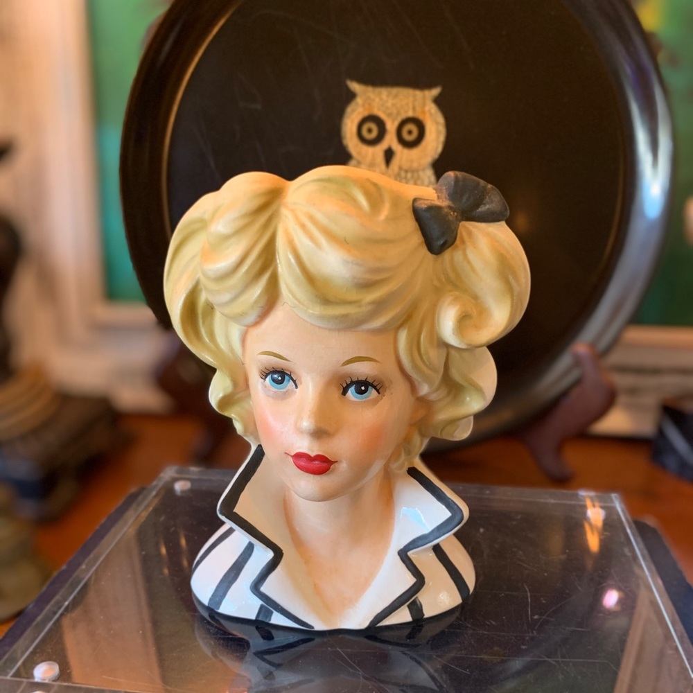 Vintage Lady Head Vase Relpo K1864 Stunning Rare Hard to Find